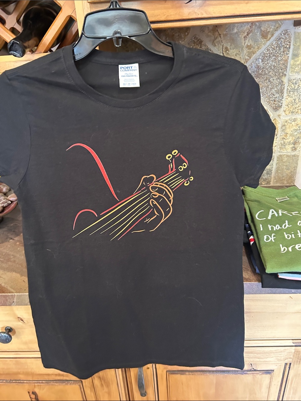 Port & Company Black Guitar Line Art Tee